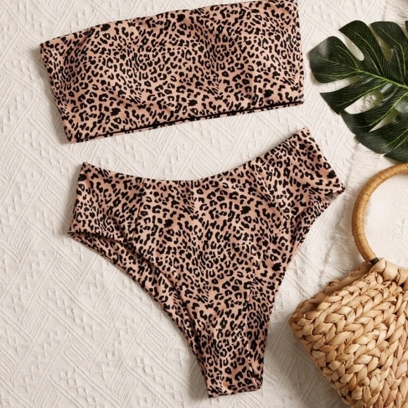 SHEIN Other - Leopard bandeau high waisted bikini